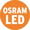 'OSRAM LED' Logo in weißen Buchstaben auf orangefarbenem Kreis.