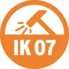 'Oranges Symbol mit Schriftzug IK 07, zeigt Stoßfestigkeit von Objekten an.'