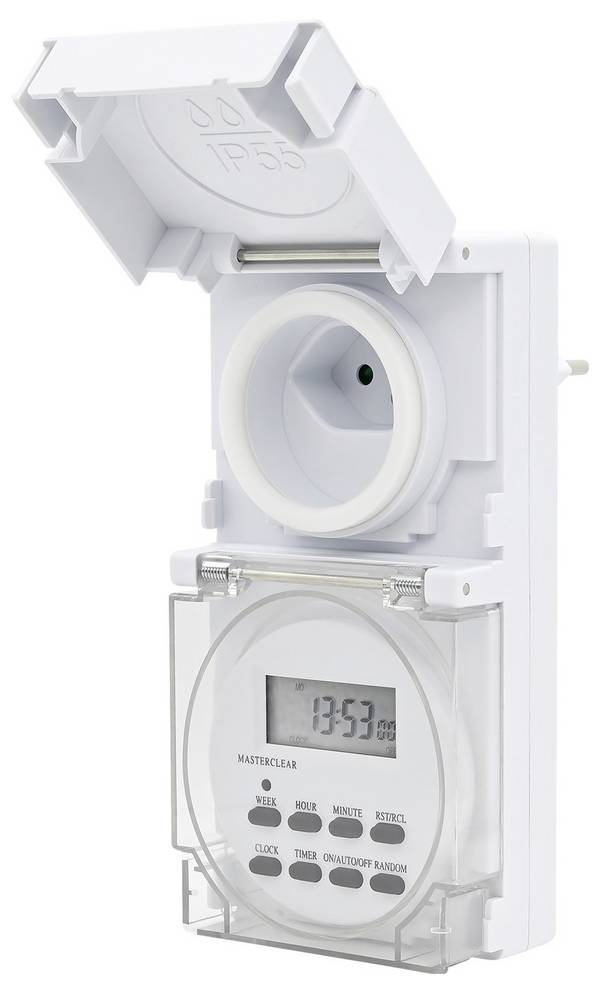 Brennenstuhl 1506152 Zeitschaltuhr digital Wochenprogramm IP55 Urlaubsprogramm, Zufallsfunktion