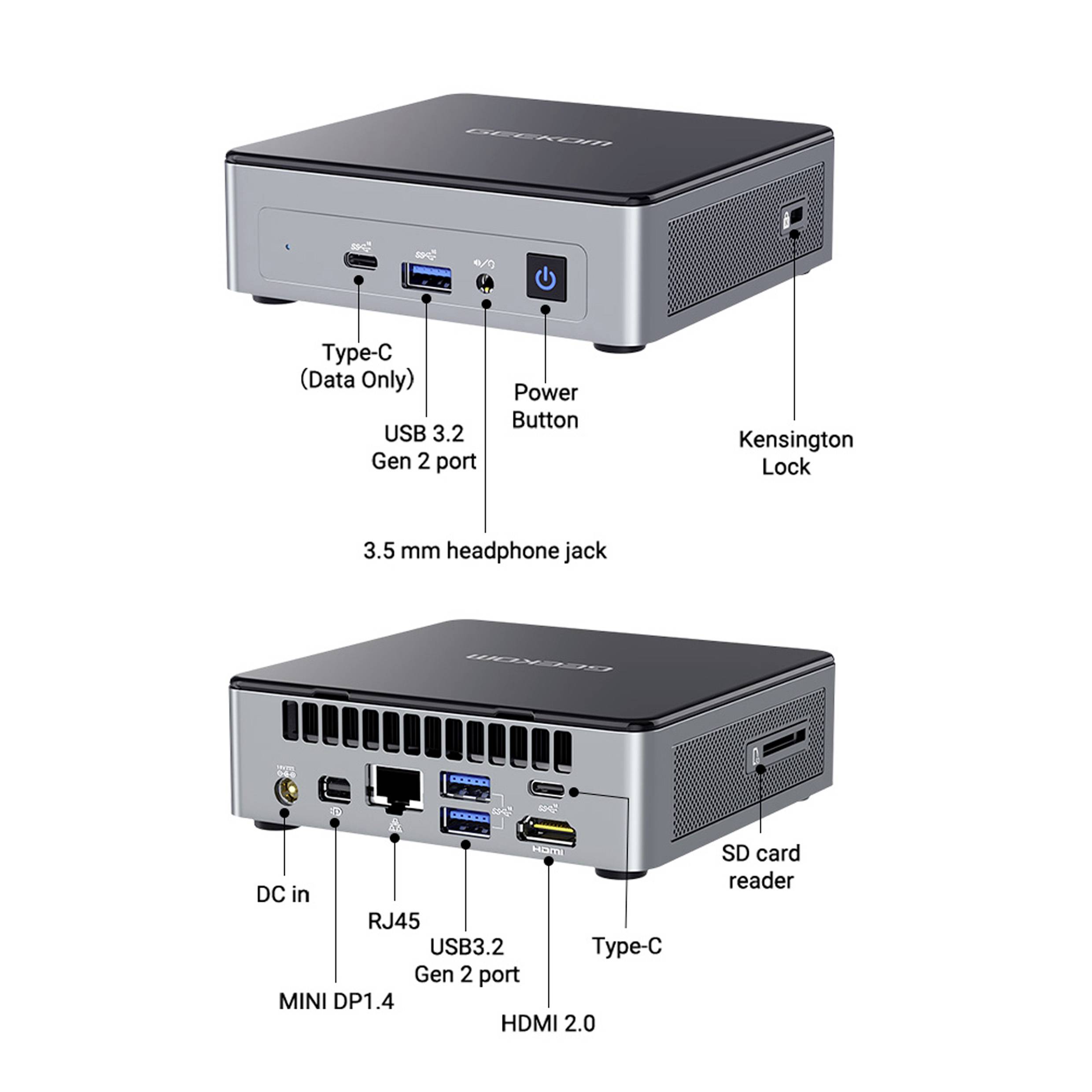 GEEKOM Mini PC Air12 - N150 Intel® N Intel® Processor N150 Alder Lake-N 3.4 GHz 16 GB RAM 512 GB SSD Intel UHD Graphics -9