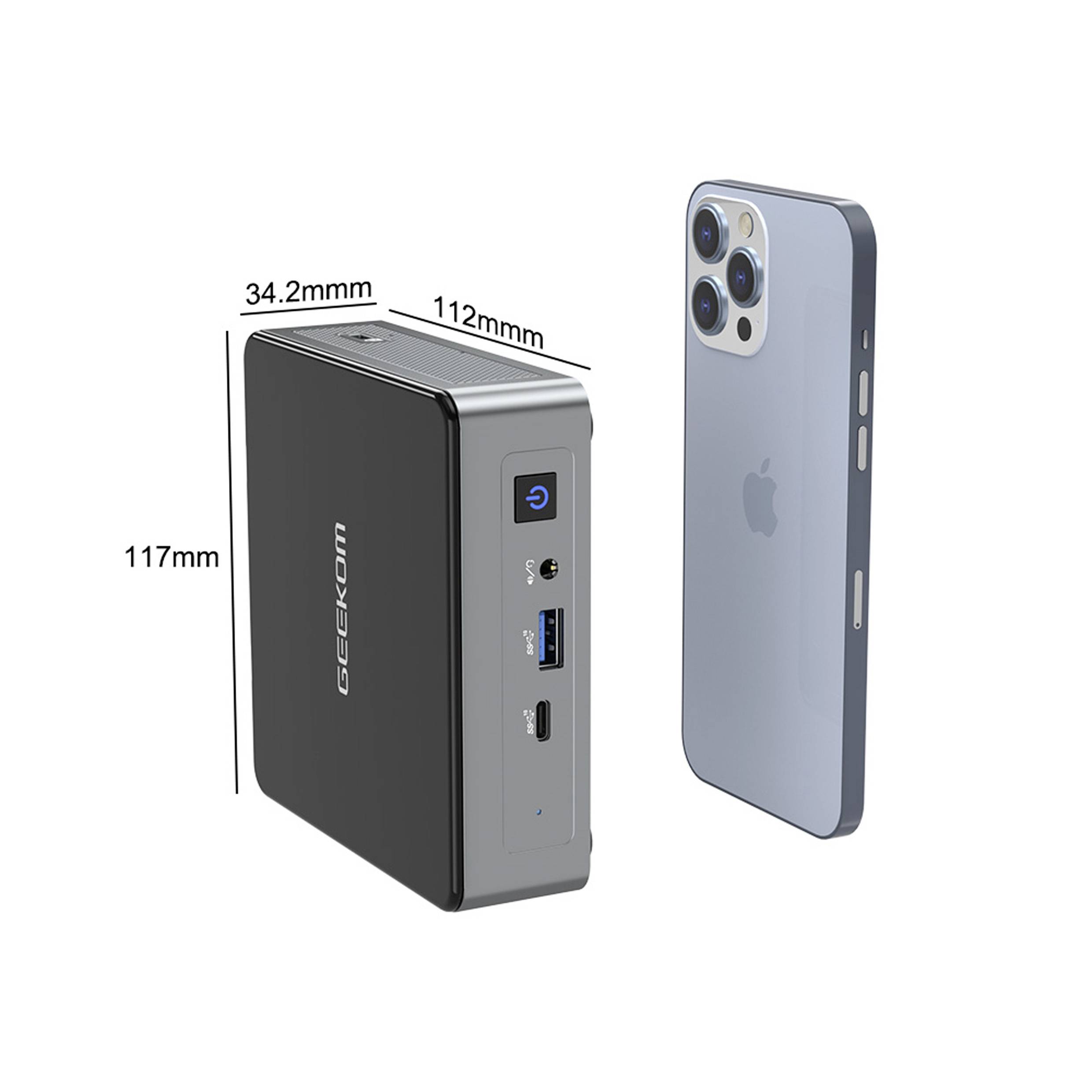 GEEKOM Mini PC Air12 - N150 Intel® N Intel® Processor N150 Alder Lake-N 3.4 GHz 16 GB RAM 512 GB SSD Intel UHD Graphics -10