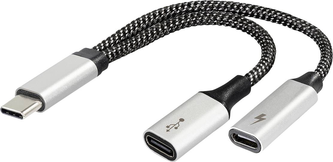 Maxtrack USB-C® Adapter [1x USB-C® Stecker - 2x USB-C® Buchse (Power Delivery), USB-C® Buchse] 14.5cm
