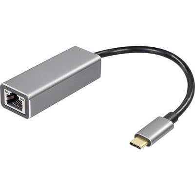 USB-C-auf-Ethernet-Adapter in Silber. Ermöglicht Netzwerkkabel-Verbindung für Geräte mit USB-C-Anschluss.