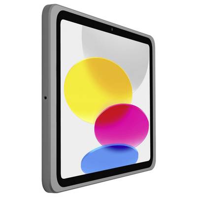 Ein modernes Tablet mit einem Bildschirm, der bunte, überlappende Kreise in Gelb, Pink und Blau zeigt. Es ist leicht geneigt.
