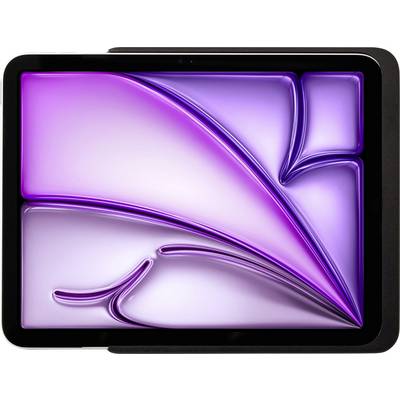 Tablet mit abstraktem, lila Kunstbildschirm, das ein geschwungenes und gewundenes Muster zeigt.