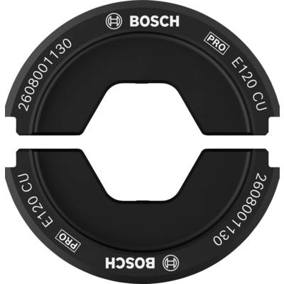 Die Abbildung zeigt eine Bosch-Schutzkappe mit der Aufschrift 'PRO E120 CU'. Sie ist rund und hat einen zentralen Ausschnitt.