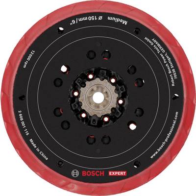 Schleifscheibe von Bosch, Ø 150 mm, rot umrandet, mit mittlerem Härtegrad. Geeignet für Oberflächenbearbeitung, 1200 U/min.