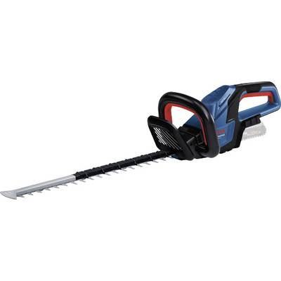 Elektrische Heckenschere mit ergonomischem Griff und langer Schneideklinge, geeignet zum präzisen Schneiden von Sträuchern und Hecken.