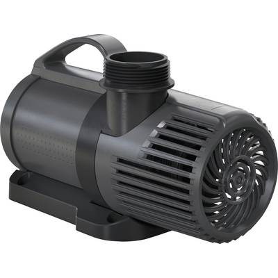 Eine schwarze Wasserpumpe mit zylindrischem Design und vorderen Ansauggittern, ausgestattet mit einem Griff oben, geeignet für verschiedene Anwendungen.