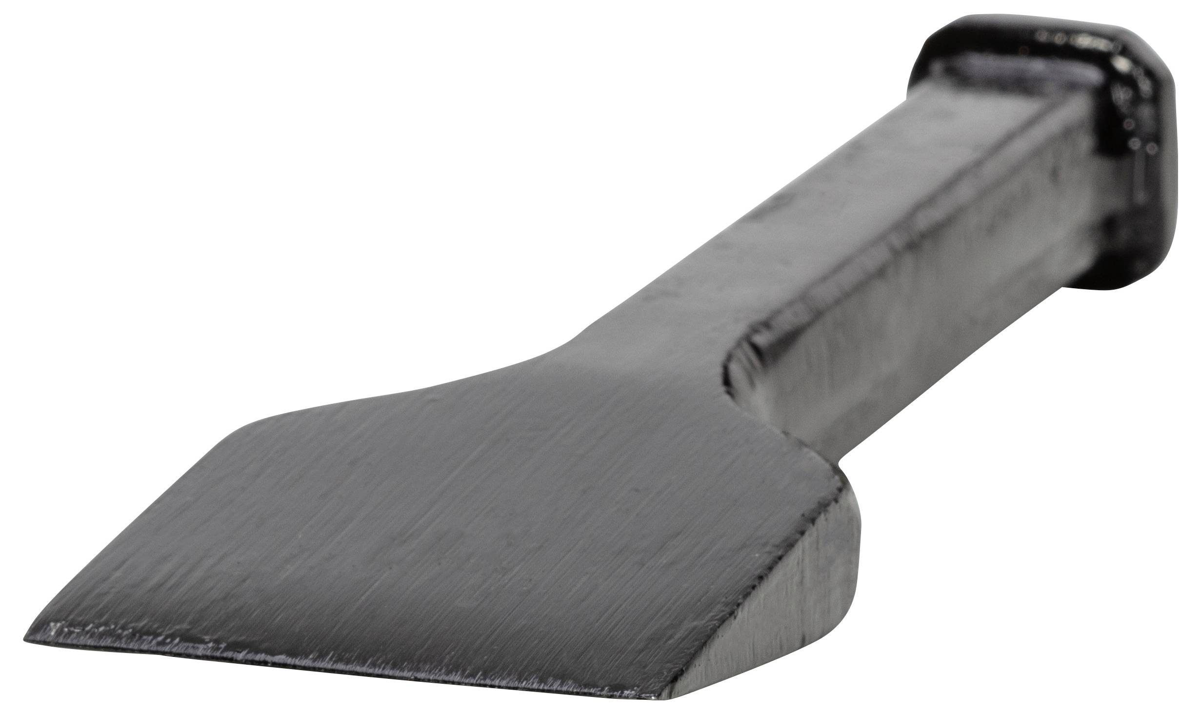 Ein schwarzer, flacher Meißel mit breiter Klinge und quadratischem Griff.