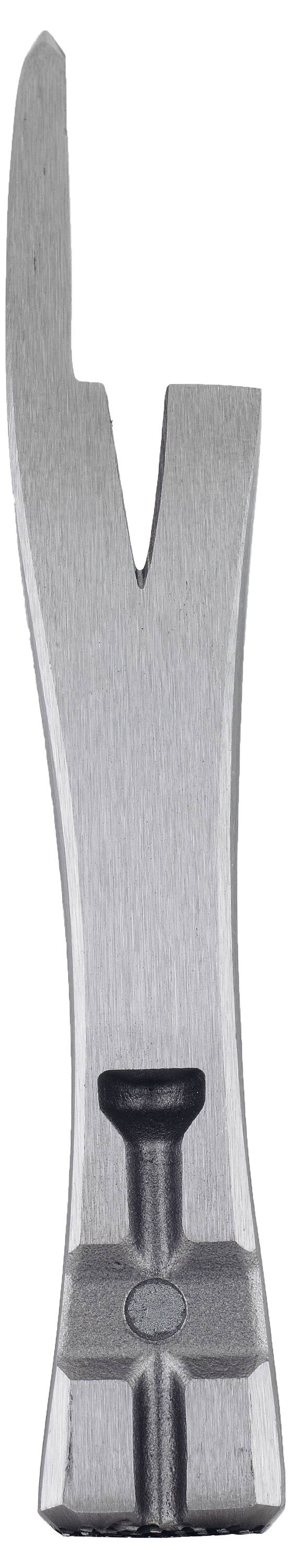 Metallisches Werkzeug mit langer, schmaler Spitze und zwei gebogenen Klingen, die nahe beieinander liegen, ähnlich einer Klammernase.