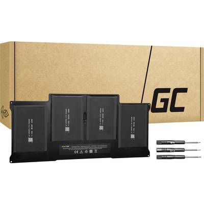 Akkupack für Laptop vor Box mit 'GC'-Logo. Zwei Schraubendreher liegen daneben; vermutlich für die Installation gedacht.
