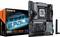 Gigabyte B860 Eagle WiFi Gaming Mainboard mit elegantem schwarz-petrolblauem Design, neben seiner Verpackung und einer WiFi-Antenne präsentiert.