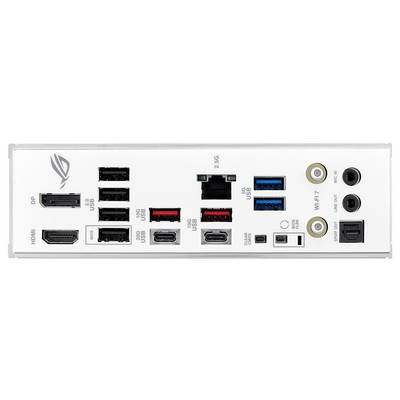 Rückseite eines Computermotherboards mit verschiedenen Anschlüssen, einschließlich HDMI, USB 3.0, USB 2.0, USB-C, Ethernet und Audiobuchen.