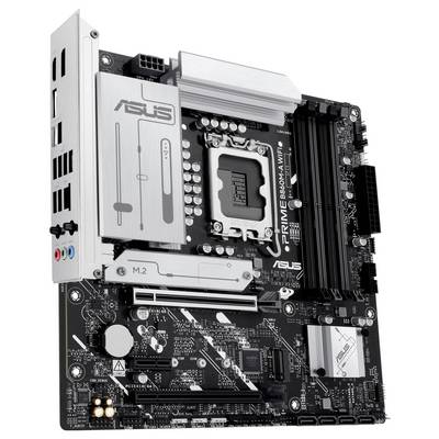 ASUS Prime B660M-A WiFi Mainboard, ausgestattet mit LGA1700-Sockel, PCIe-Steckplätzen, RAM-Steckplätzen und WLAN-Funktionalität für den PC-Aufbau.