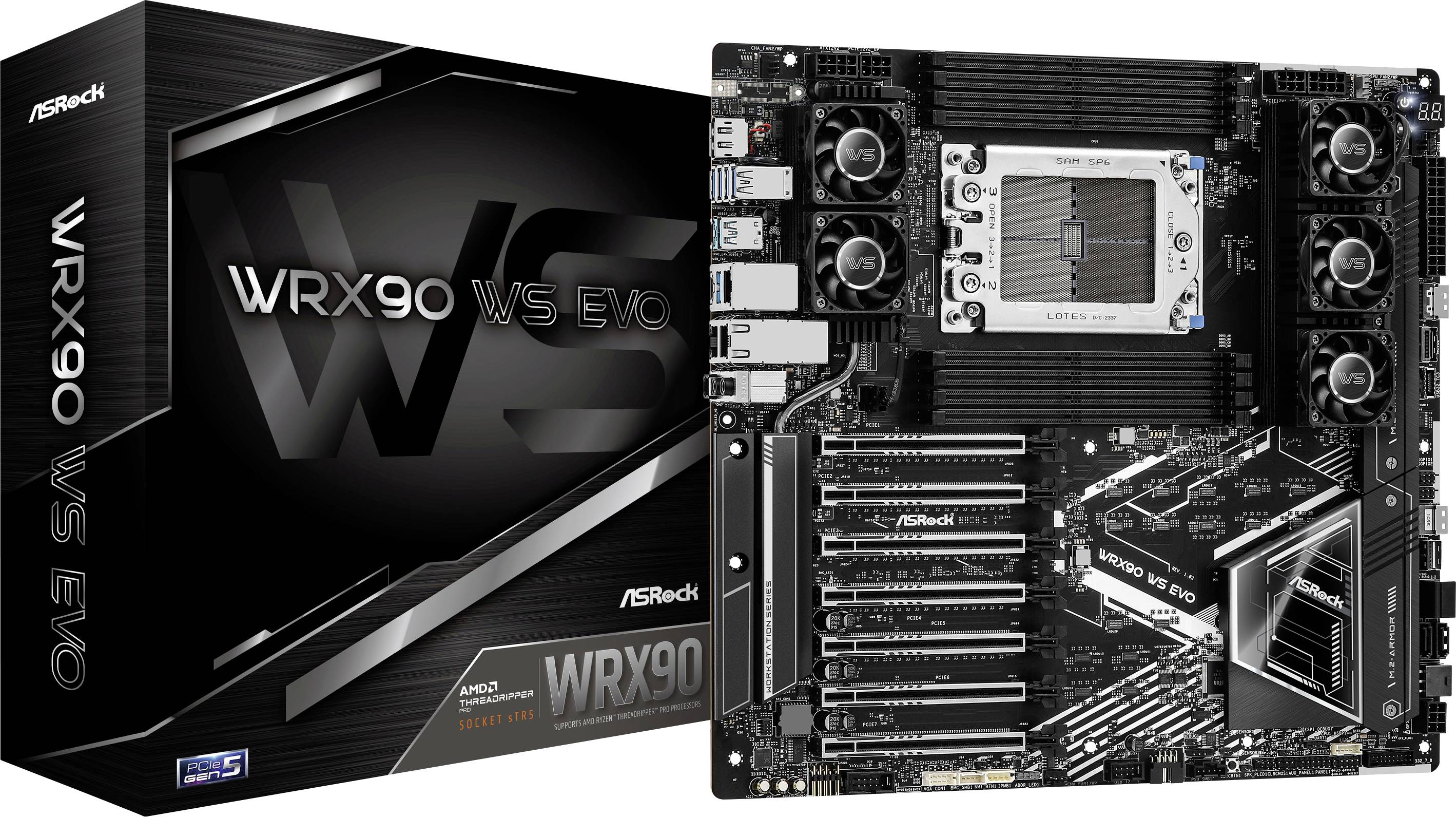 ASRock WRX90 WS EVO (WRX90) (D) Mainboard Sockel (PC) AMD® sTR5 Formfaktor (Details) E-ATX, SSI EEB Mainboard-Chipsatz A-0