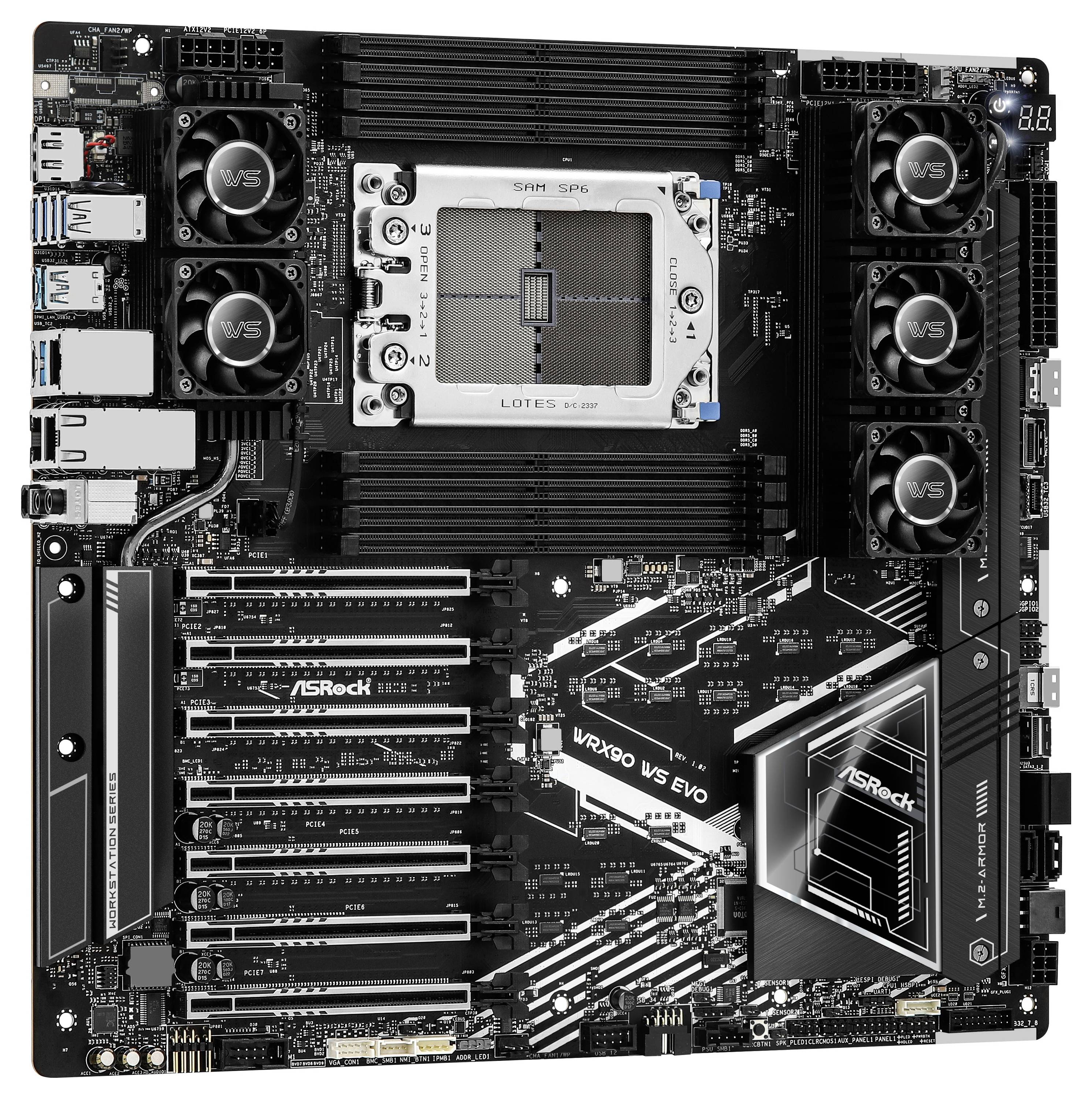 ASRock WRX90 WS EVO (WRX90) (D) Mainboard Sockel (PC) AMD® sTR5 Formfaktor (Details) E-ATX, SSI EEB Mainboard-Chipsatz A-1