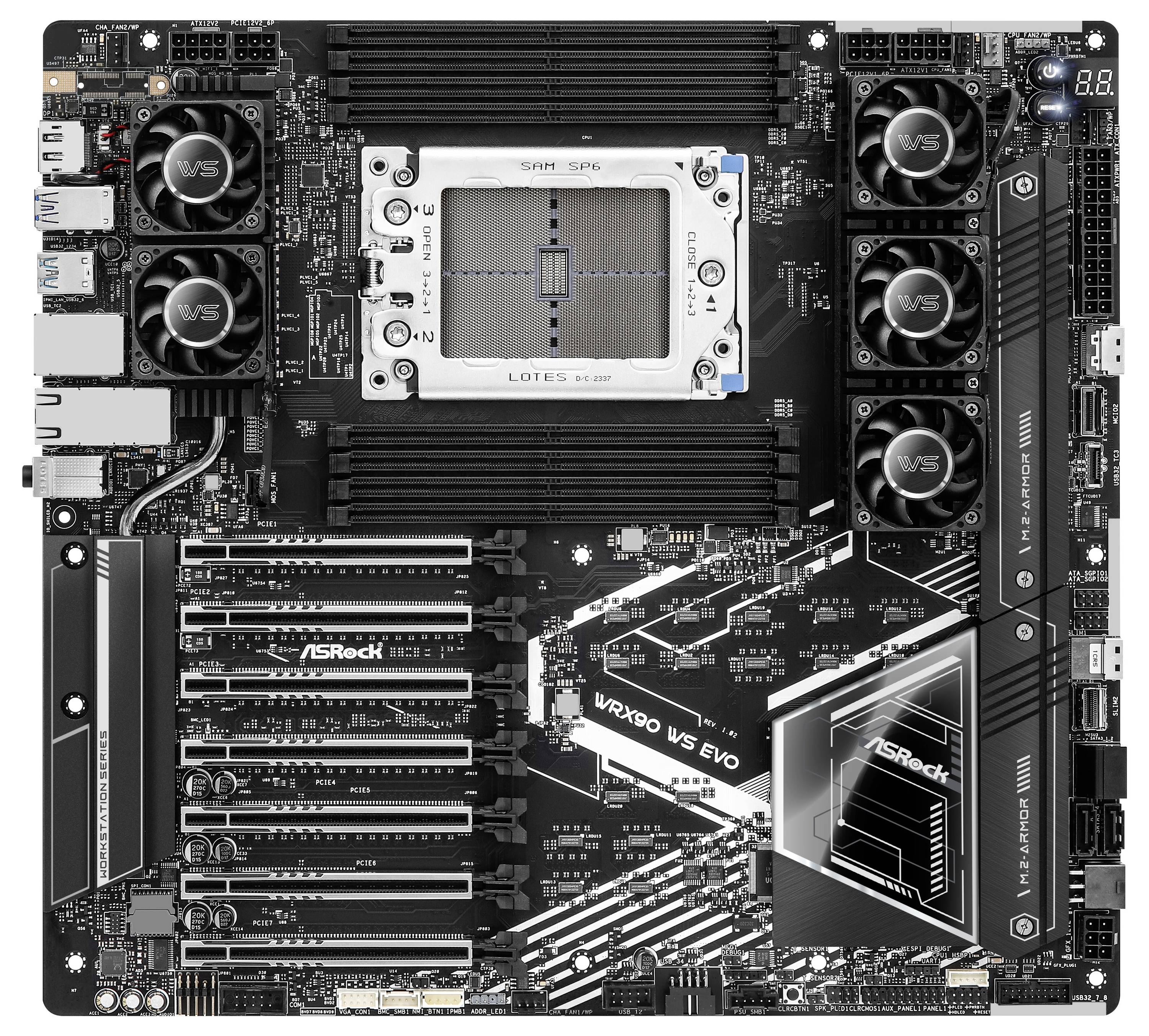 ASRock WRX90 WS EVO (WRX90) (D) Mainboard Sockel (PC) AMD® sTR5 Formfaktor (Details) E-ATX, SSI EEB Mainboard-Chipsatz A-2