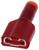 Ein roter Kabelschuh mit isoliertem Anschluss, der für sichere elektrische Verbindungen verwendet wird.