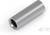 Silberner, zylindrischer Metallstift auf weißem Hintergrund, möglicherweise ein mechanisches oder elektronisches Bauteil.