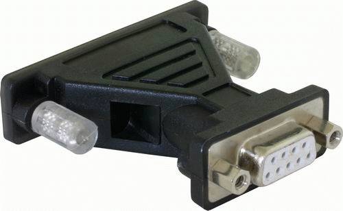 'Schwarzer VGA-zu-DVI-Adapter mit Stiftanschlüssen und Schraubverschlüssen.'