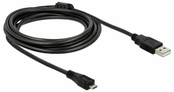 Delock USB-Kabel  USB 2.0 USB-A Stecker, USB-Micro-B Stecker 3.00 m Mehrfarbig mit Ferritkern 82336