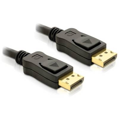 Zwei schwarze DisplayPort-Kabel mit goldenen Anschlüssen, die für die Übertragung von Audio- und Videosignalen zwischen Geräten verwendet werden.
