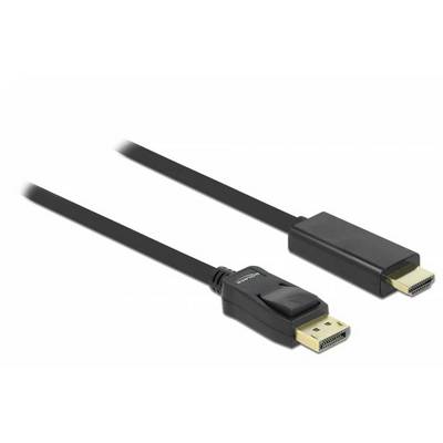 DisplayPort-zu-HDMI-Kabel mit schwarzem Kabel und Steckverbindern. Dient der Verbindung von DisplayPort-fähigen Geräten mit HDMI-Bildschirmen.