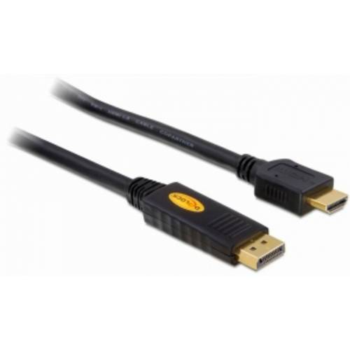 Delock HDMI / DisplayPort Anschlusskabel DisplayPort Stecker, HDMI-A Stecker 5 m Schwarz 82441 verdrillt, vergoldete Ste...