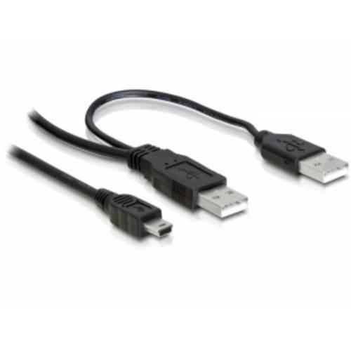 Thumbnail - Delock USB-Kabel USB 2.0 USB-A Stecker, USB-A Stecker, USB-Mini-B Stecker 1.00 m Schwarz 82447