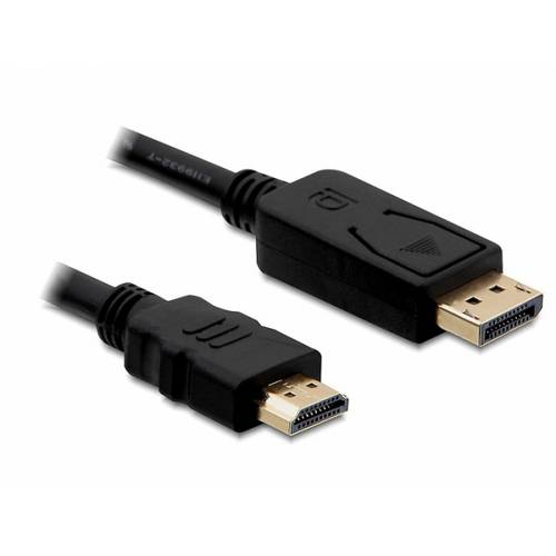 Delock HDMI Anschlusskabel HDMI-A Stecker, DisplayPort Stecker 1 m Schwarz 82586 verdrillt, vergoldete Steckkontakte, dr...