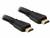 Zwei schwarze HDMI-Kabel mit goldenen Steckern, beide zeigen nach rechts, vor weißem Hintergrund.