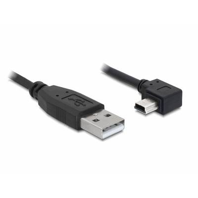 USB-Kabel mit Standard-USB-Stecker links und abgewinkeltem Mikro-USB-Stecker rechts.