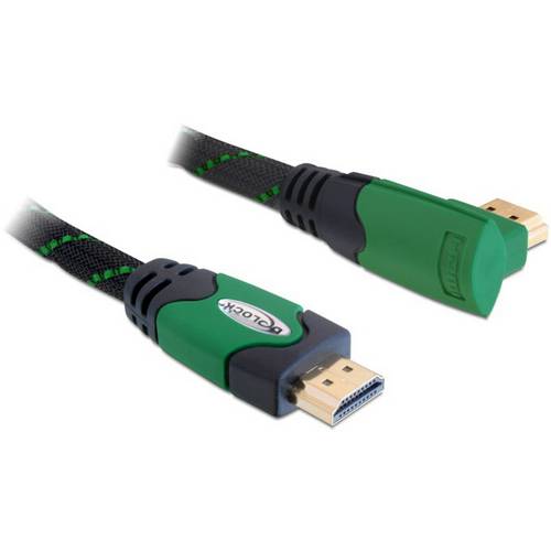 Thumbnail - Delock HDMI Anschlusskabel HDMI-A Stecker 2 m Schwarz, Grün 82952 Rund, 4K UHD, vergoldete Steckkontakte, verdrillt HDMI...