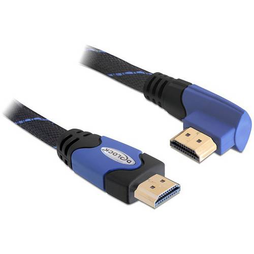 Thumbnail - Delock HDMI Anschlusskabel HDMI-A Stecker 1 m Schwarz, Blau 82955 Rund, 4K UHD, vergoldete Steckkontakte, verdrillt HDMI...