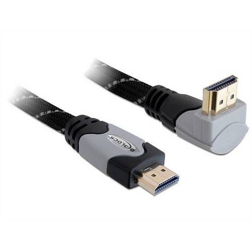 Thumbnail - Delock HDMI Anschlusskabel HDMI-A Stecker 2 m Schwarz, Grau 82994 Rund, 4K UHD, vergoldete Steckkontakte, verdrillt HDMI...