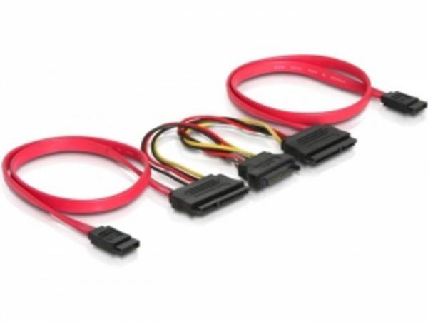 Delock Festplatten Anschlusskabel [2x SATA-Buchse 7pol. - 2x ] 50 cm Rot
