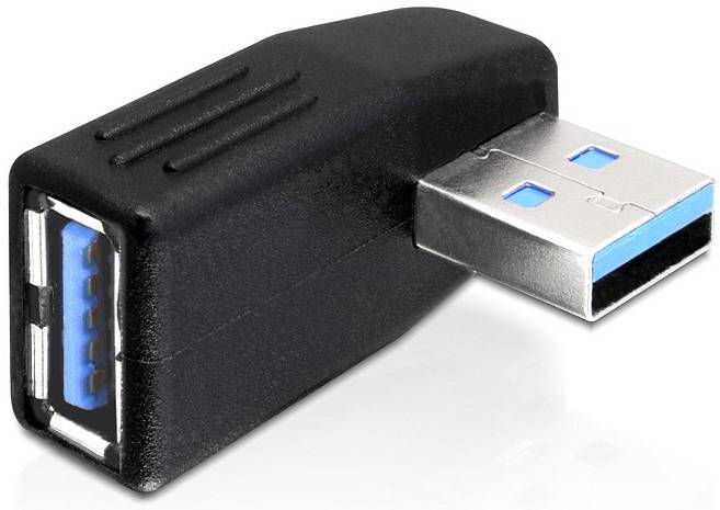 USB-3.0-Adapter mit männlichem und weiblichem Anschluss, schwarz. Verwendet zur Verbindung und Verlängerung von USB-Kabeln.