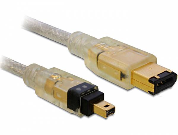 Delock FireWire Anschlusskabel [1x Firewire (400) Stecker 4pol. - 1x Firewire (400) Stecker 6pol.] 1 m Grau 82576