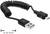 Ein schwarzes Spiralkabel mit USB-Stecker auf der einen Seite und Micro-USB-Stecker auf der anderen, Länge ca. 20–60 cm.