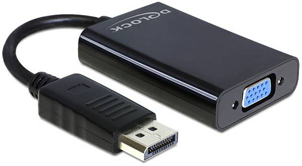 Delock 65439 VGA / DisplayPort Adapter [1x D-SUB-Stecker 15pol. - 1x DisplayPort Buchse] Schwarz  0 mm