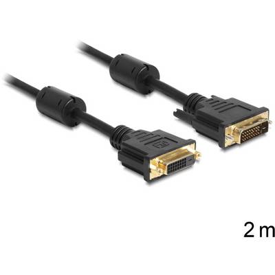 'DVI-D-Kabel mit schwarzen Steckern und goldenen Anschlüssen, 2 Meter Länge.'