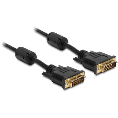 Zwei schwarze DVI-Kabel mit goldenen Steckern in Nahaufnahme. Sie dienen zur Übertragung von digitalen Videosignalen zwischen Geräten.