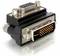 Ein Adapter mit einem VGA-Anschluss auf der einen Seite und einem DVI-Stecker auf der anderen, für die Verbindung von Geräten.