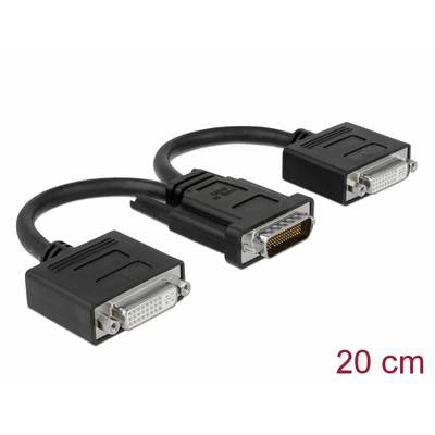 'DVI Y-Kabel, 20 cm: Ein DVI-Stecker teilt das Signal auf zwei DVI-Buchsen auf, geeignet für Dual-Monitor-Setups.'