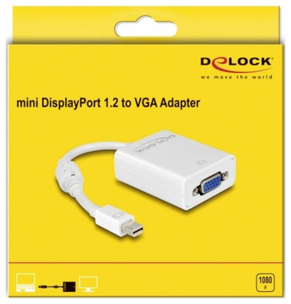 Delock 65130 Mini-DisplayPort / VGA Adapter [1x Mini-DisplayPort Stecker - 1x VGA-Buchse] Mehrfarbig  0 mm