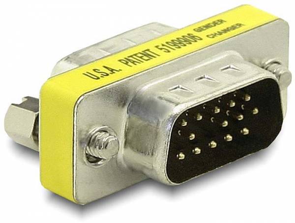 Delock 65010 VGA Adapter [1x D-SUB-Stecker 15pol. - 1x D-SUB-Stecker 15pol.] Silber  0 mm