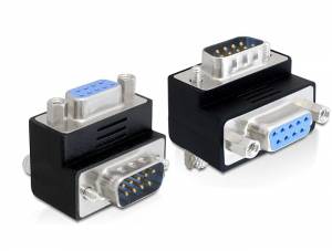 Zwei schwarze VGA-Adapter. Einer zeigt die männlichen Pins, der andere zeigt die weiblichen Anschlüsse.