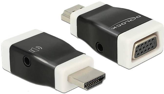 Delock 65586 HDMI / VGA Adaptateur [1x HDMI mâle - 1x SUB-D femelle 15 pôles] noir, blanc 0 mm