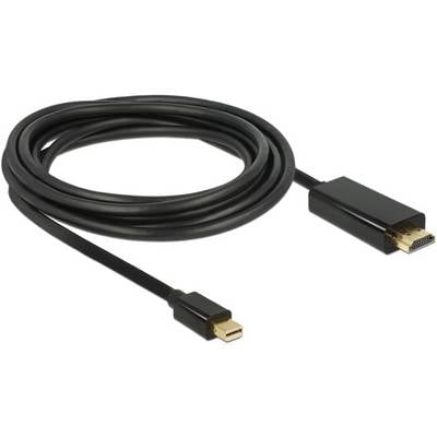 Ein schwarzes HDMI-Kabel mit zwei unterschiedlichen Steckern: einem HDMI-Stecker und einem Mini-DisplayPort-Stecker.